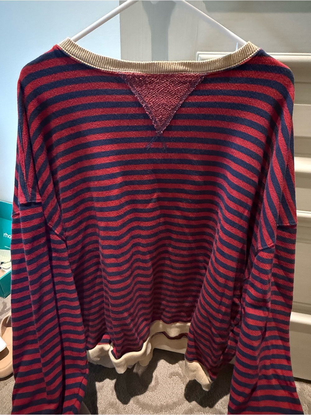 Free People Striped Navy and Red Pullover Sweater